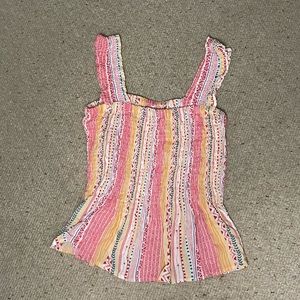 Cute colorful tank from a boutique. Pink, yellow, and royal blue. Size: S